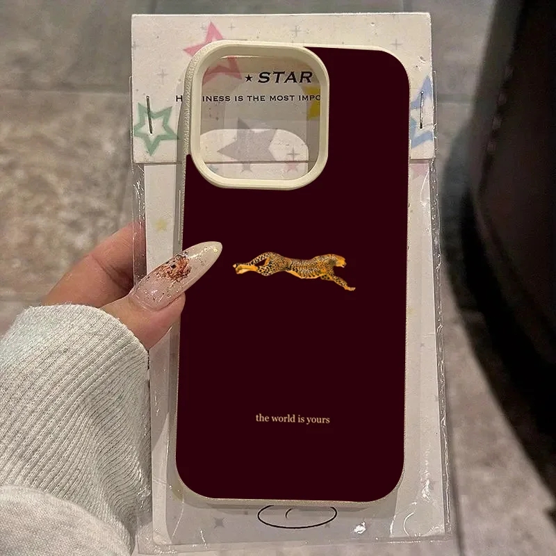 Phone Accessories Red - เคสโทรศัพท์ลายเสือดาวสีแดงไวน์ สำหรับ iPhone 17 16 11