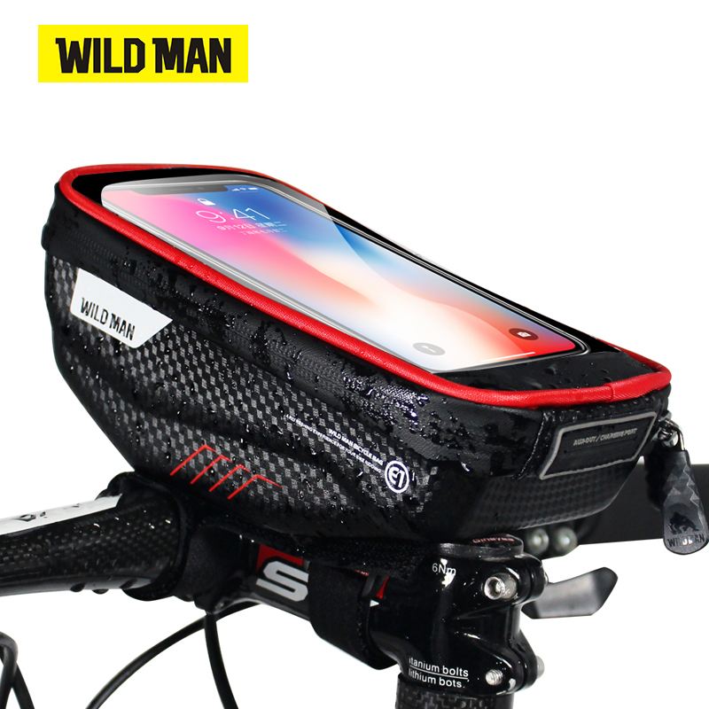 Youtube Phone Accessories - กระเป๋าจักรยานชายเท่ๆขนาด6.0นิ้วเคสโทรศัพท์ MTB จักรยานเสือหมอบทรงกระบอกใส่ด้านหน้าทัชสกรีนได้กระเป๋าเปลือกแข็งอุปกรณ์ขี่จักรยาน