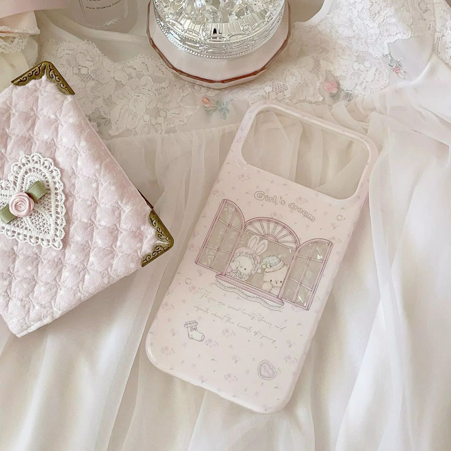 Phone Accessories For Girls - เคสโทรศัพท์ลายดอกไม้สีชมพูสไตล์ Y2K ลายกระต่ายน่ารัก สำหรับ iPhone 17