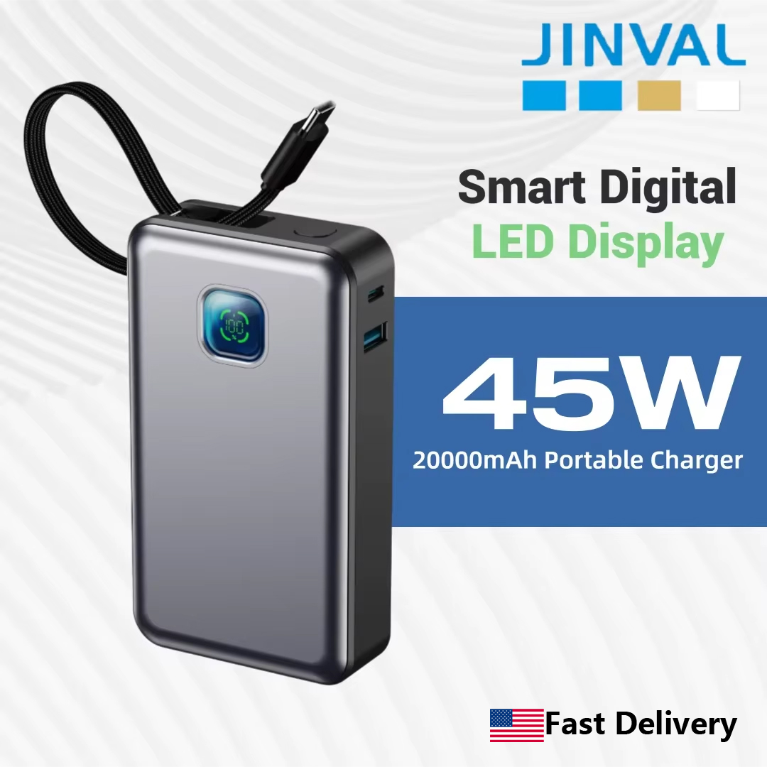 Portable Charger 20000Mah - JIVAL 20000mAh PD45W พาวเวอร์แบงค์ จอ LED