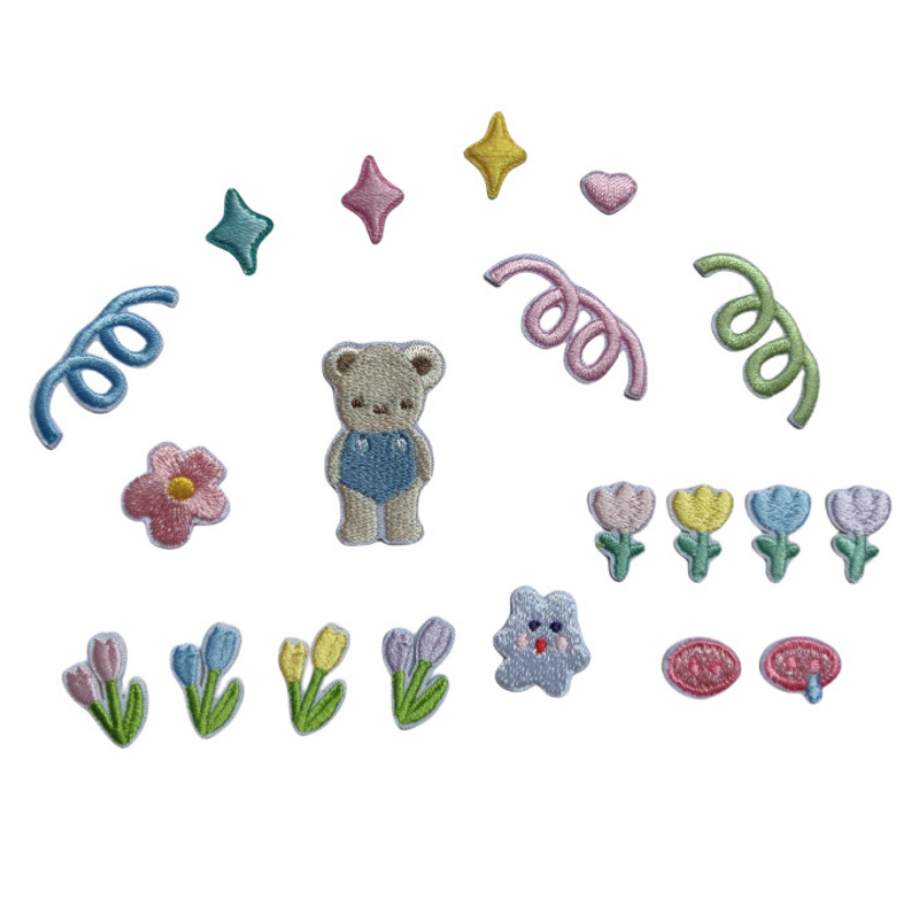 Phone Accessories Pictures - แพทช์ปักลายดอกไม้และดาว 10 ชิ้น สำหรับรีดติดเสื้อผ้า หมวก กระเป๋า