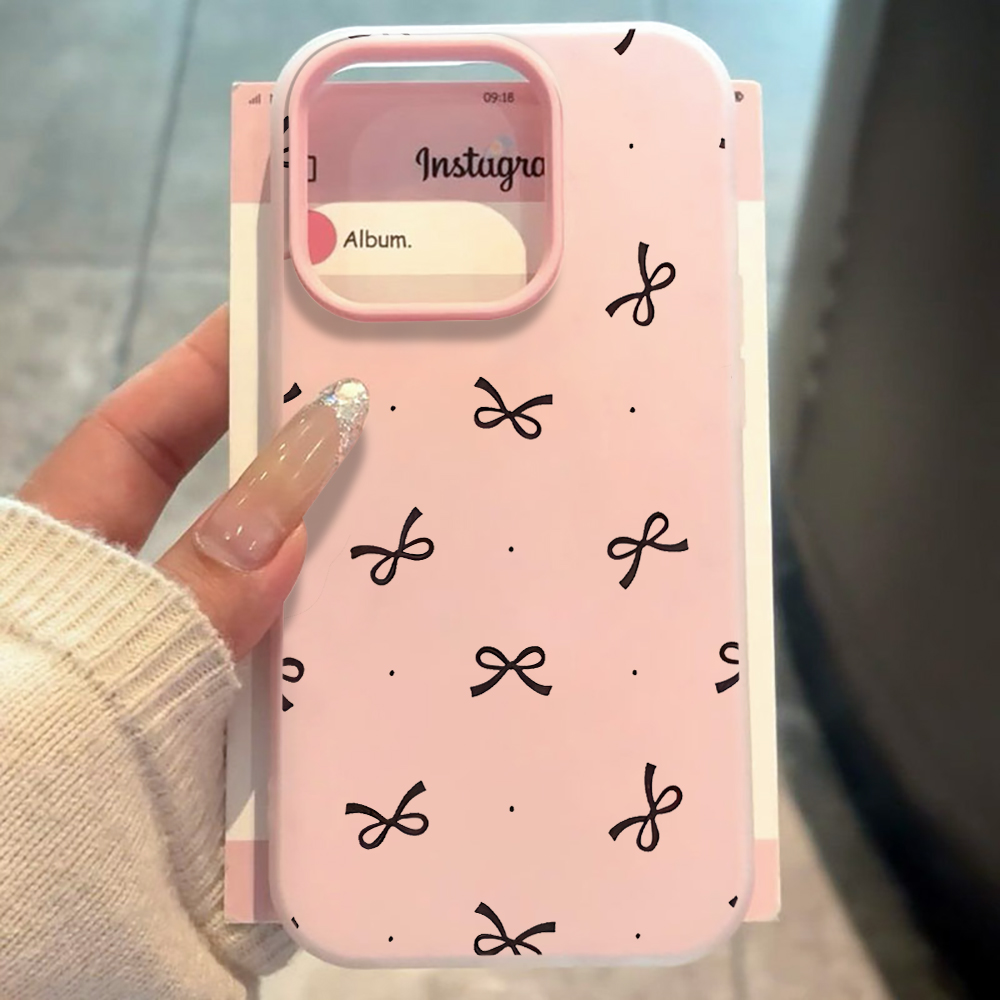 Phone Accessories Kiosk - เคสโทรศัพท์ลายโบว์น่ารักลายจุดสไตล์ INS สำหรับ iPhone 17 16
