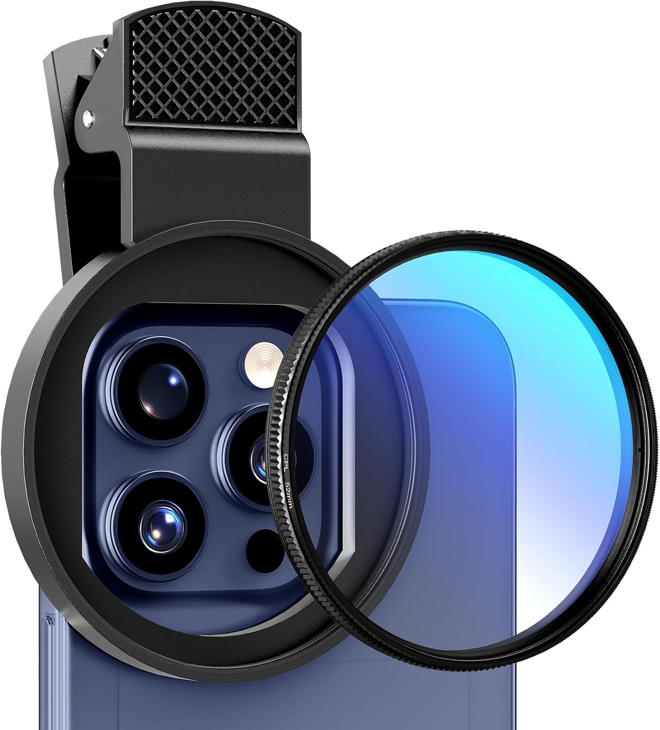 Lens Camera Clip - ชุดเลนส์กล้องแบบคลิปหนีบ 52 มม. วงกลม ใช้ได้กับทุกเครื่อง พร้อมฟิลเตอร์โพลาไรซ์/ยูวี