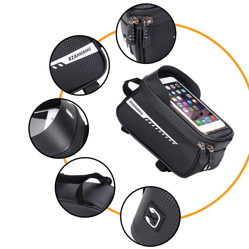 Youtube Phone Accessories - กระเป๋าติดจักรยานแบบใหม่ กระเป๋าติดท่อด้านหน้า กระเป๋าจักรยานกันน้ำ ซองใส่โทรศัพท์แบบสัมผัสหน้าจอได้ กระเป๋ากันน้ำ อุปกรณ์เสริมสำหรับจักรยาน