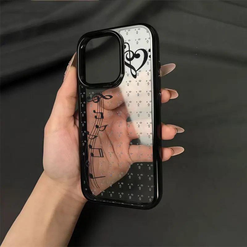 Phone Accessories For Girls - เคสโทรศัพท์ลายการ์ตูนสาวน้อยน่ารักสไตล์ INS พร้อมลายโน้ตดนตรีและดาว สำหรับ iPhone 17