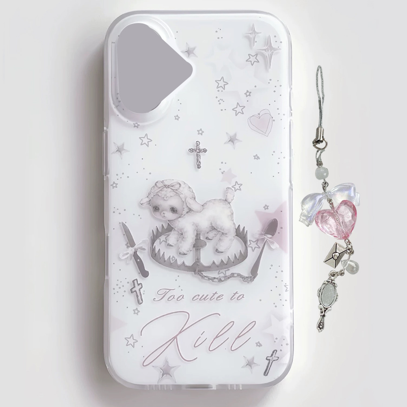 Phone Accessories For Girls - เคสโทรศัพท์ลายการ์ตูนแกะสีชมพูสไตล์เกาหลี Y2K น่ารัก สำหรับ iPhone 17
