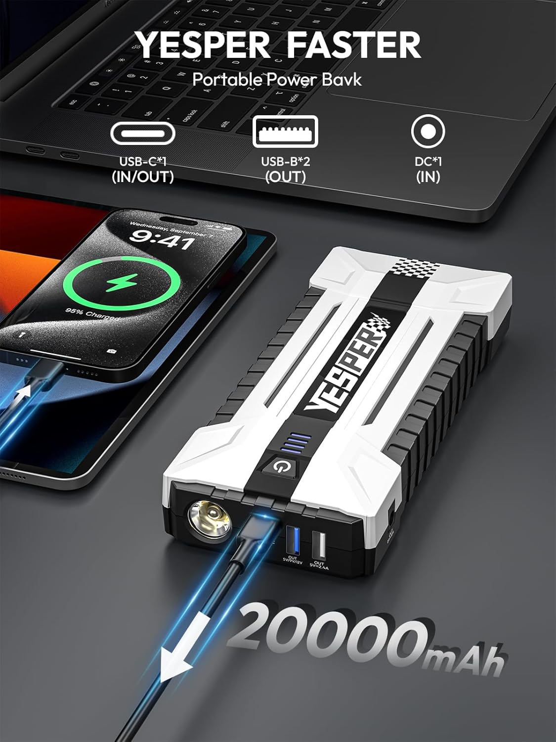 เครื่องช่วยสตาร์ทรถยนต์ YEPSER - Portable Charger 20000Mah บทวิจารณ์และราคา